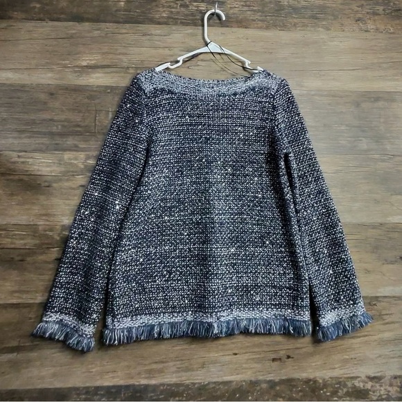 Ann Taylor Textured Navy and White Sweater - Picture 1 of 9